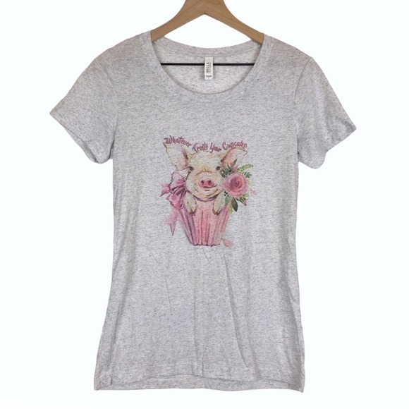 BELLA CANVAS T Shirt Graphic Pig Whatever Frosts Your Cupcake Short Sleeve Large - Picture 2 of 8